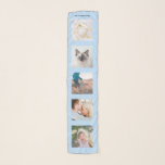 Foulard Light Blue Personalized Name 5 Photo Collage<br><div class="desc">Personalized Family Name 5 Photo Collage Scarf
Custom photographs pastel blue template with personalized and unique personal collage,  modern and cool image grid for a beautiful family gift idea.</div>