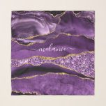 Foulard Marbre Parties scintillant or violet Nom personnal<br><div class="desc">Écharpe avec Agate Violet Parties scintillant or Géode Nom personnalisé Marbre étincelant Anniversaire - Anniversaire ou Mariage Cadeau / Fournisseur - Ajouter votre nom - Texte ou supprimer - Faire votre cadeau Écharpes spéciales - Redimensionner et déplacer ou ajouter du texte / des éléments avec outil de personnalisation. Conception par...</div>