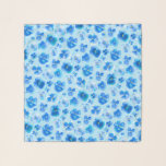 Foulard Motif d'art de l'aquarelle bleue de l'alto de Pans<br><div class="desc">Têtes de fleurs de Pansy/alto dans les tons bleu printemps,  jaune et aqua. Peinture et design d'aquarelle peinte à la main par Sarah Trett pour www.mylittleeden.com</div>