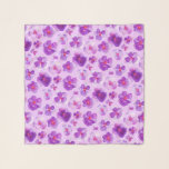 Foulard Motif d'art de l'aquarelle violette de l'alto de P<br><div class="desc">Têtes de fleurs de Pansy/alto dans les tons violets,  jaunes et rouges du printemps. Peinture et design d'aquarelle peinte à la main par Sarah Trett pour www.mylittleeden.com</div>
