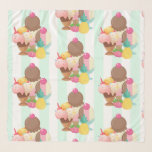Foulard Motif de crème glacée mignonne<br><div class="desc">Un motif d'été avec un bol de crème glacée avec 3 succulentes boules couvertes de bonbons saupoudrés. Un cône glacé également avec 3 boulettes de chocolat,  vanille et fraise. Un bol de desserts rempli de crème glacée au goût néopolite avec une délicieuse cerise sur le dessus.</div>