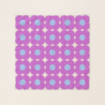 Foulard Motif Fleur Mocal Rétro<br><div class="desc">Cette écharpe élégante présente un motif de fleurs rétro amusant en violet et bleu.</div>