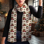 Foulard Ornements vintages de Camion Rouge Plaid Noël<br><div class="desc">Célébrez les vacances avec élégance avec ce charmant foulard en mousseline avec un camion rouge vintage nostalgique et un motif d'ornements festifs. Avec des ornements en plaid, des étoiles rustiques et des camions rouges classiques portant des arbres de Noël, cette écharpe respire l'esprit des vacances. Le tissu en mousseline léger...</div>