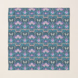 Foulard Pansies, oiseaux et papillons<br><div class="desc">Papier peint de jardin peint à la main avec boiseries,  lys,  fleurs de coeur saignant,  feuilles,  oiseaux et papillons motifs sans couture.</div>