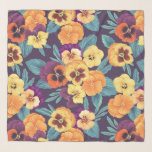 Foulard Pansies sur violet de prune<br><div class="desc">Diverses couleurs peintes à la main</div>