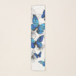 Foulard Papillons volants bleus Morpho<br><div class="desc">Flying Blue Butterflies morpho and white butterflies on a un arrière - plan abstrait léger. Morpho. Design avec morpho de papillons bleus.</div>