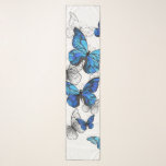Foulard Papillons volants bleus Morpho<br><div class="desc">Flying Blue Butterflies morpho and white butterflies on a un arrière - plan abstrait léger. Morpho. Design avec morpho de papillons bleus.</div>