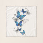 Foulard Papillons volants bleus Morpho<br><div class="desc">Flying Blue Butterflies morpho and white butterflies on a un arrière - plan abstrait léger. Morpho. Design avec morpho de papillons bleus.</div>