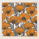 Foulard Pavot orange sur blanc<br><div class="desc">Motif vectoriel fait de pavots dessinés à la main.</div>