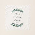Foulard Poème de Fleur de Foliage abondant<br><div class="desc">Offrez à votre fille de fleur ce foulard en mousseline au bon tenue avec son nom, vos noms et un poème attachant accentué par des sprays de feuilles d'aquarelle botanique verte qui correspondent à notre suite de mariage Foliage Abondant. Le poème dit : "Aujourd'hui vous tenez un panier de fleurs,...</div>
