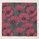 Foulard Poppies à Viva Magenta<br><div class="desc">Motif vectoriel fait de pavots dessinés à la main.</div>