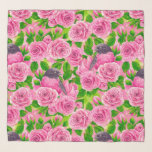 Foulard Robin rose et rose<br><div class="desc">Robin rose et rose, peint d'aquarelles, le motif est fait dans Photoshop. Vidéo en accéléré du processus de peinture http://bit.ly/2UlBI8A</div>