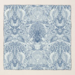 Foulard Trésors de plage en bleu<br><div class="desc">Illustration vectorielle dessinée à la main des coquillages coraux, crabes et algues</div>
