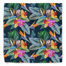 Foulard Tropical Bird Of Paradise Et Orchidée
