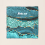 Foulard Turquoise Blue Gold Aqua Turquoise Nom personnalis<br><div class="desc">Écharpe avec Agate Turquoise Blue Gold Parties scintillant Marbre Aqua Turquoise Geode Cadeau Personnalisable - Ajouter Votre Nom / Texte - Faites Votre Cadeau Écharpes Spécial ! Redimensionnez et déplacez ou retirez / ajoutez du texte / des éléments avec l'outil Personnalisation ! Choisissez la police / taille / couleur !...</div>