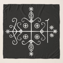 Veve blanc de Papa Legba sur noir
