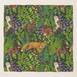 Foulard Vie forestière<br><div class="desc">Faune et flore boisées peintes à la main</div>