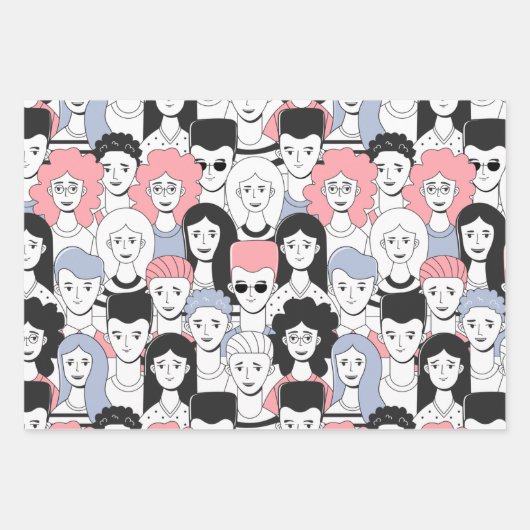 Foule de gens enveloppant le jeu de papier (Devant)