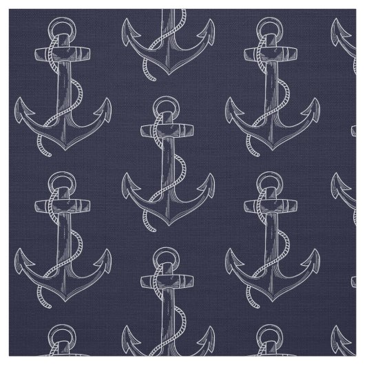 Fouled Anchor Nautical Stof (Swatch)