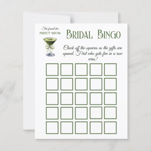 Found Her Perfect Matcha Bridal Shower Bingo Game (Voorkant)