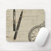 Fountain Pens and Watchface with Notes Muismat (Met muis)