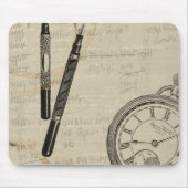 Fountain Pens and Watchface with Notes Muismat (Voorkant)