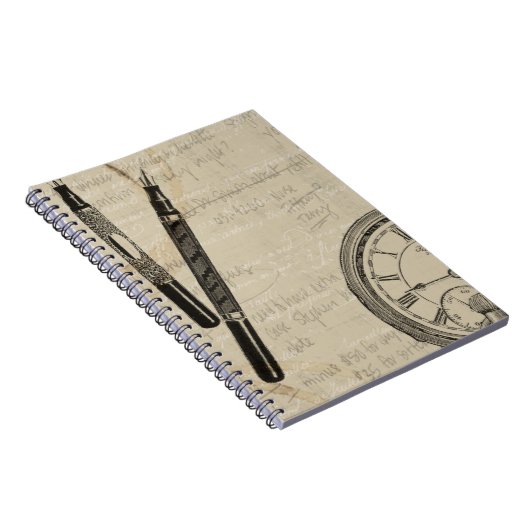 Fountain Pens and Watchface with Notes Notitieboek (Rechterzijde)