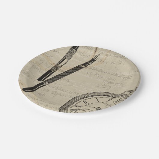 Fountain Pens and Watchface with Notes Papieren Bordje (Gekanteld)