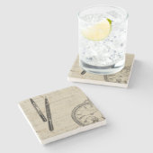 Fountain Pens and Watchface with Notes Stenen Onderzetter (Zijkant)