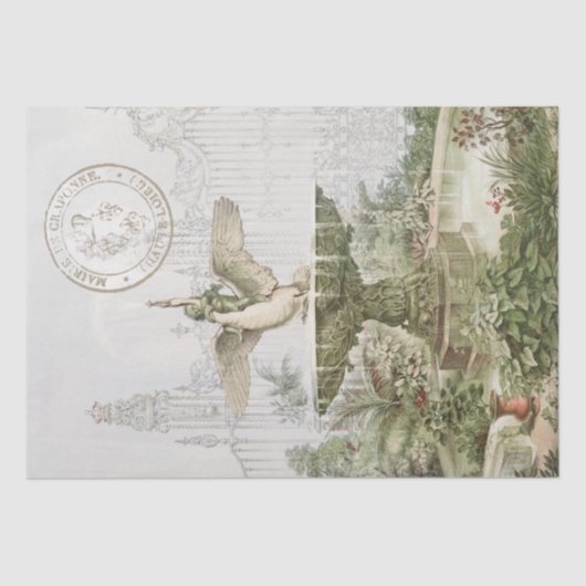 Fountain Swan Garden  Franse ontkoppeling Tissuepapier (Voorkant)