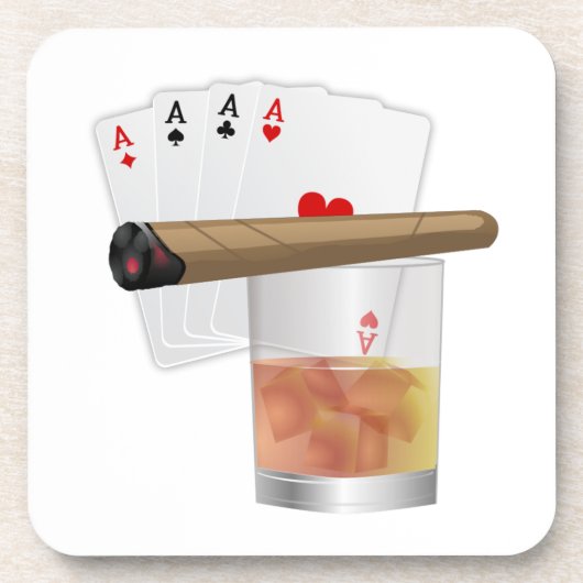 Four Aces, A Drink and A Cigar Onderzetter (Voorkant)