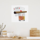 Four Aces, A Drink and A Cigar Poster (Keuken)