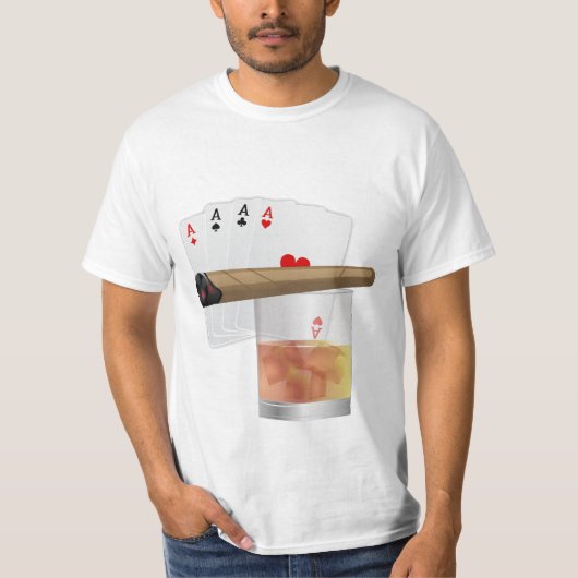 Four Aces, A Drink and A Cigar T-shirt (Voorkant)