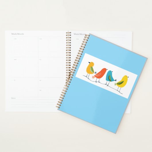 Four Birds Perched on a Twig Notebook (Devant avec enveloppe)