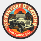 Four By Four All Wheel Drive Adventure roept Ronde Sticker (Voorkant)
