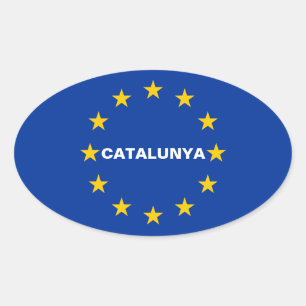 FOUR Catalonië "Catalunya" Vlag van de Europese U Ovale Sticker