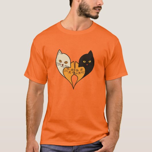 Four Cats, One Heart – Minimal Cat Love T-Shirt (Devant)