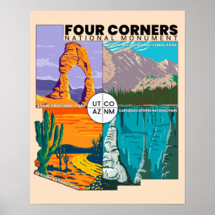 Four Corners National Monument met nationale parke Poster