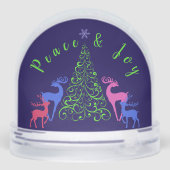 Four Deer & a Christmas Tree Peace & Joy Sneeuwbol (Achterkant)