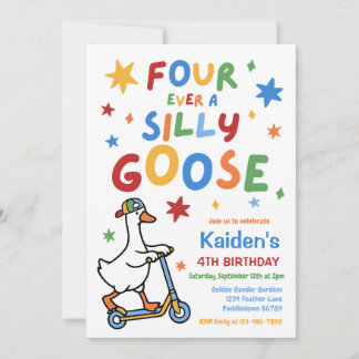 Four Ever A Silly Goose Jongen 4de Verjaardagsfees Kaart