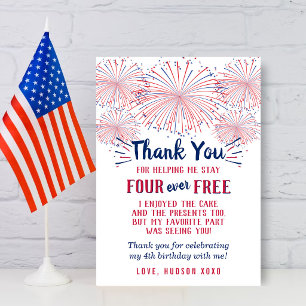 Four Ever Free! 4 juli 4e verjaardagsfeestje Bedankkaart