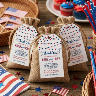 Four Ever Free! 4 juli 4e verjaardagsfeestje Cadeaulabel