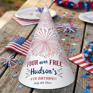 Four Ever Free! 4 juli 4e verjaardagsfeestje Feesthoedjes