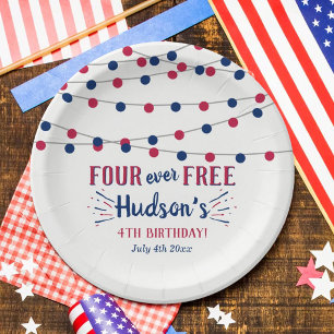 Four Ever Free! 4 juli 4e verjaardagsfeestje Papieren Bordje