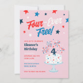 Four-Ever Free uitnodiging voor 4de verjaardagsfee (Voorkant)