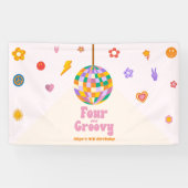 Four Ever Groovy Disco Ball 4e verjaardagsfeestje Spandoek (Horizontaal)