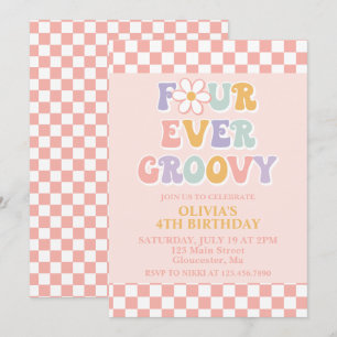 Four Ever Groovy Retro Madeliefjesruit Vierde Verj Kaart