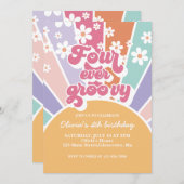 Four Ever Groovy Retro Sunshine Regenboirtdaisy Kaart (Voorkant / Achterkant)