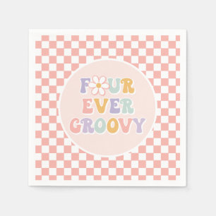 Four Ever Groovy Roze Madeliefjes Schaken Servet