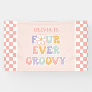 Four Ever Groovy Roze Madeliefjes Schaken Spandoek